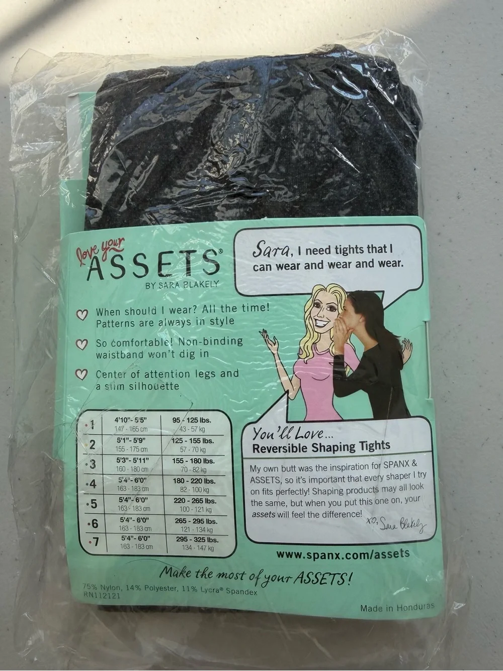 New Spanx Love Your Assets Black Tights Diamond Size 2 Reversible Shaping 2 Pack